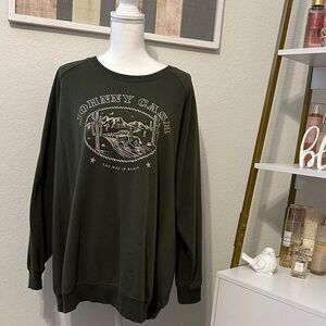 Johnny Cash Olive Green Graphic Sweatshirt